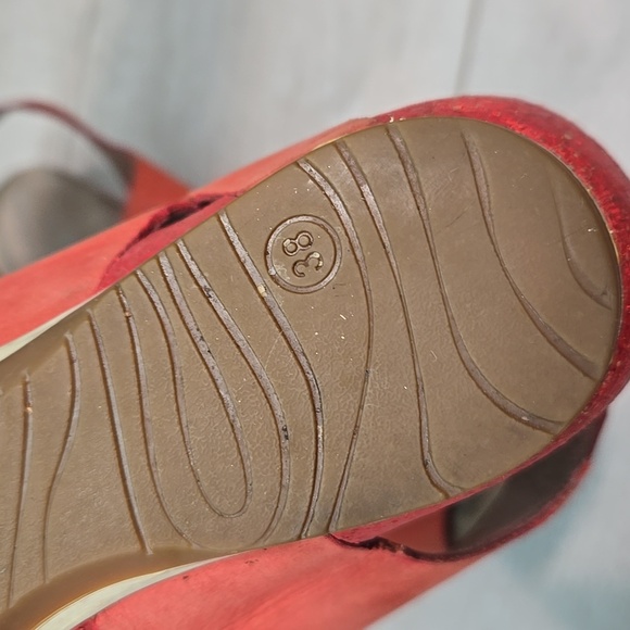 Dansko Women's Ankle Leather Red Sandals Wedge Sz 38/7.5-8 - Picture 13 of 16